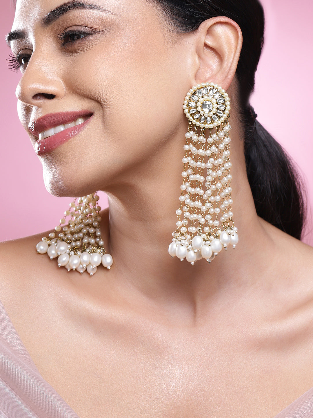 Royal Grace Multistrand Pearl Chandelier Earrings フリーサイズ