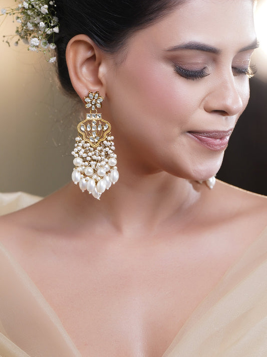 Royal Kundan Pearl Chandelier Earrings フリーサイズ