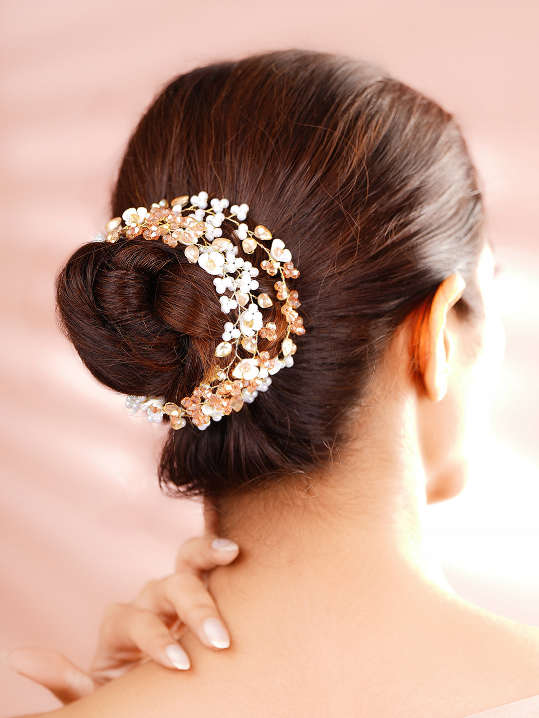 Floral Crystal Pearl Statement Hair Accessory フリーサイズ