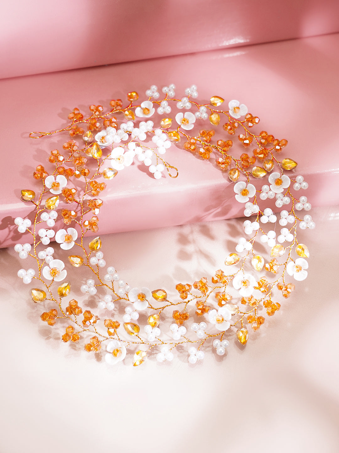 Floral Crystal Pearl Statement Hair Accessory フリーサイズ