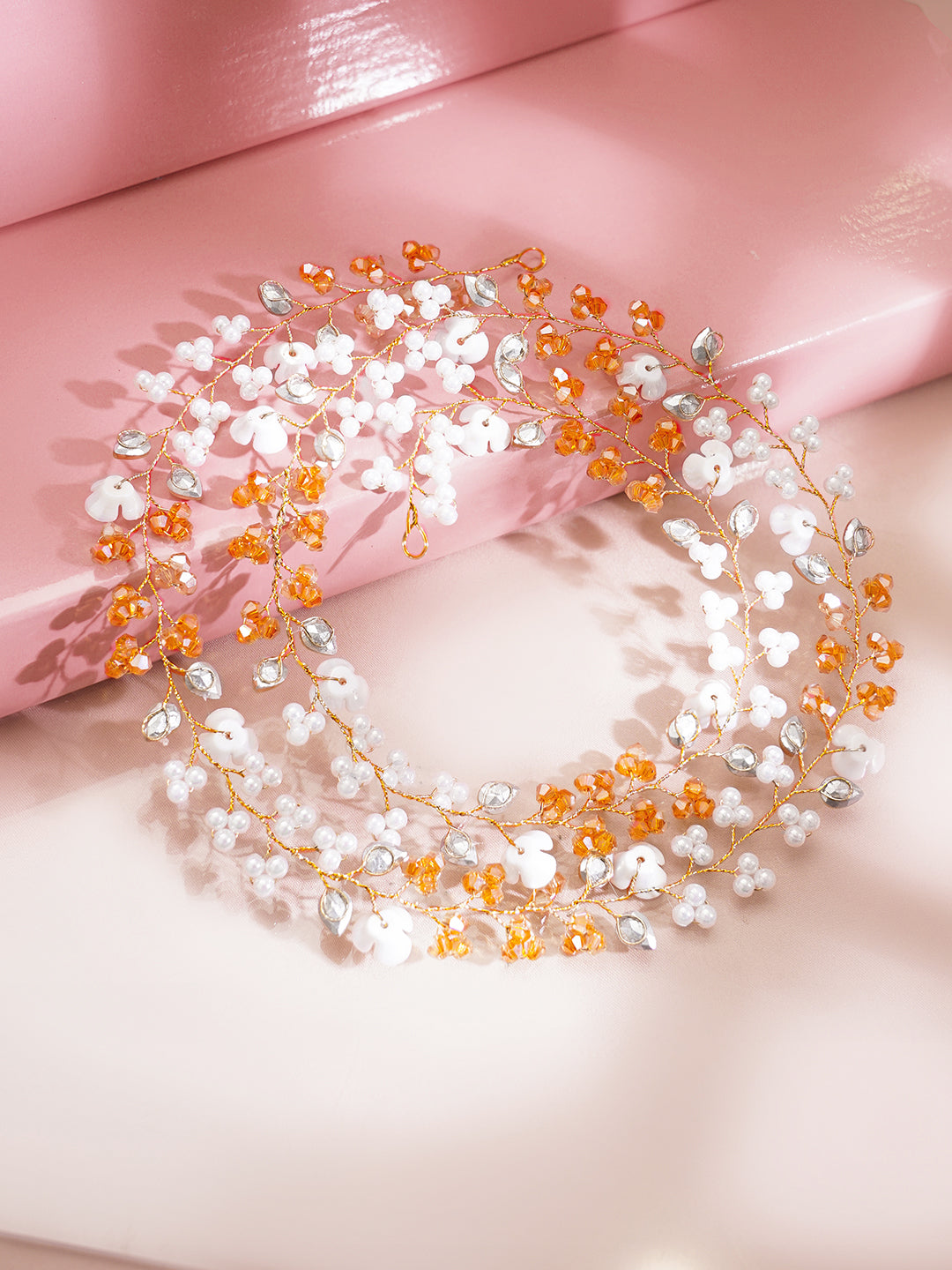 Floral Crystal Pearl Statement Hair Accessory フリーサイズ
