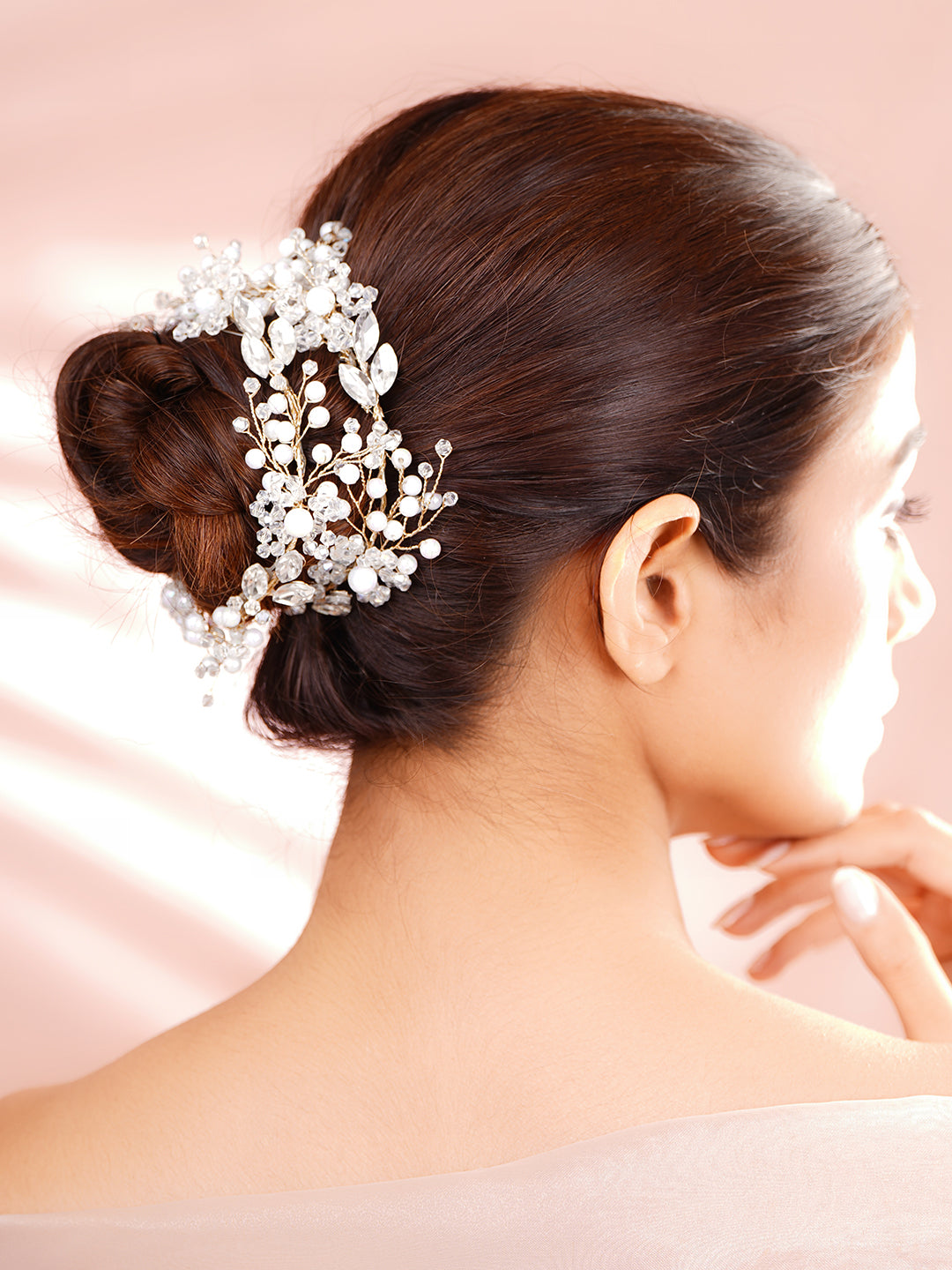 Floral Crystal Pearl Statement Hair Accessory フリーサイズ