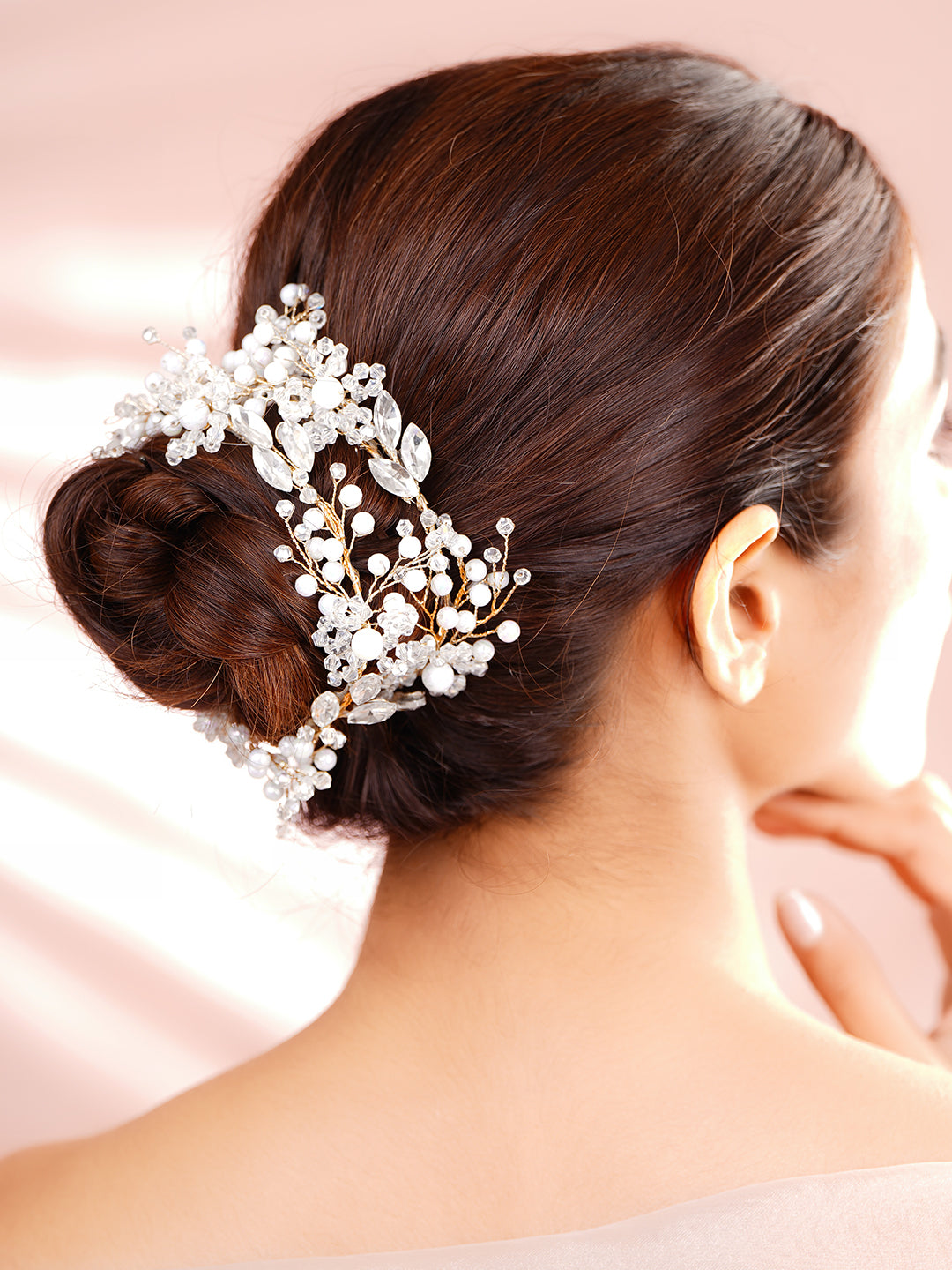 Floral Crystal Pearl Statement Hair Accessory フリーサイズ