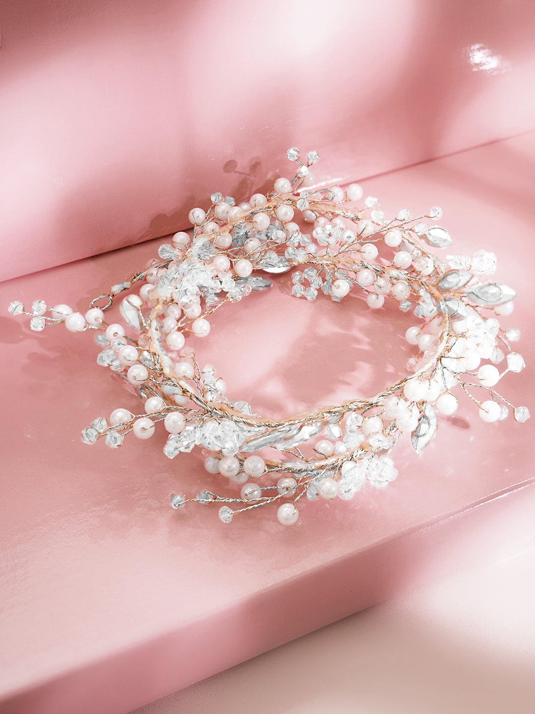 Floral Crystal Pearl Statement Hair Accessory フリーサイズ