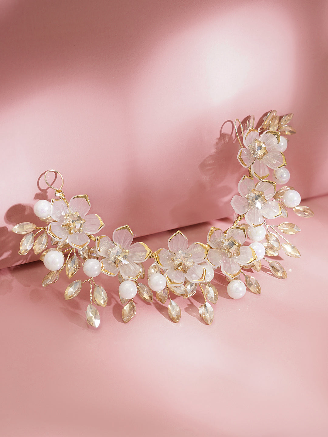 Crystal Pearl Statement Floral Hair Accessory フリーサイズ