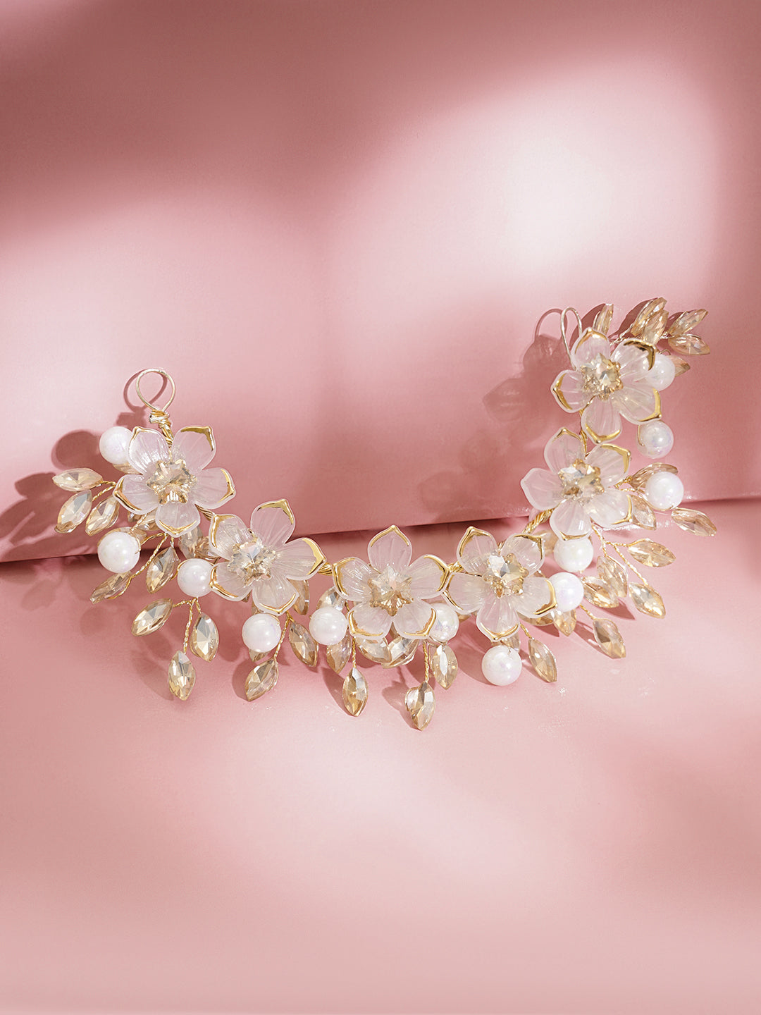 Crystal Pearl Statement Floral Hair Accessory フリーサイズ