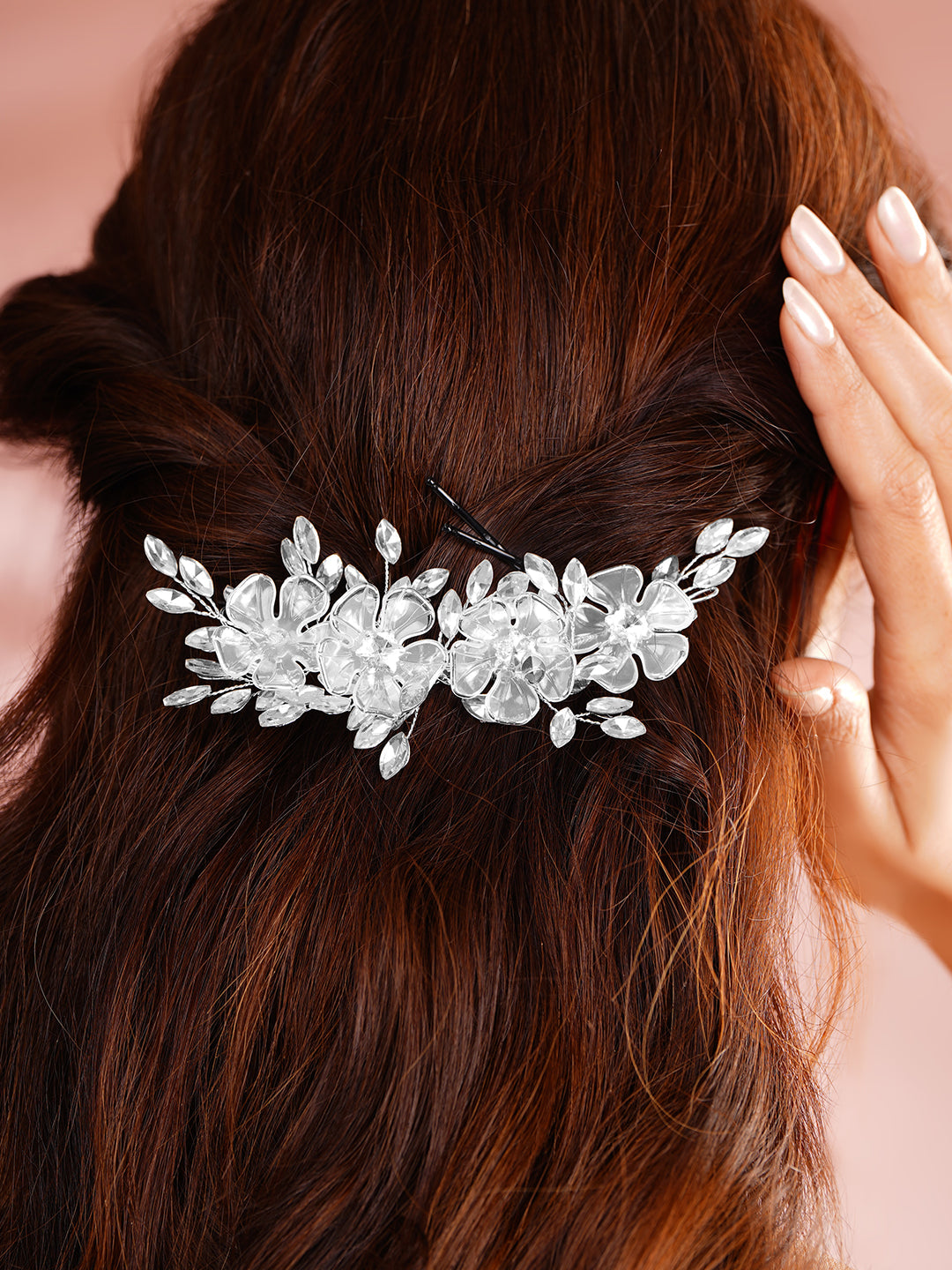 Elegant Crystal Floral Statement Hair Accessory フリーサイズ