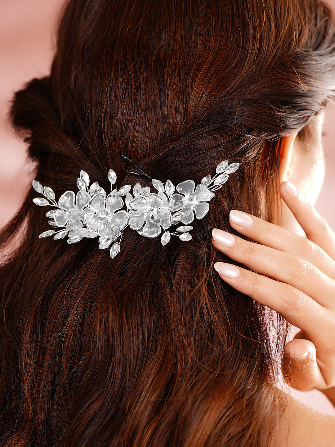 Elegant Crystal Floral Statement Hair Accessory フリーサイズ