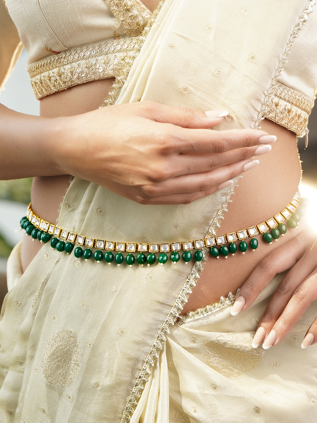 Traditional Gold Kundan Kamarbandh フリーサイズ