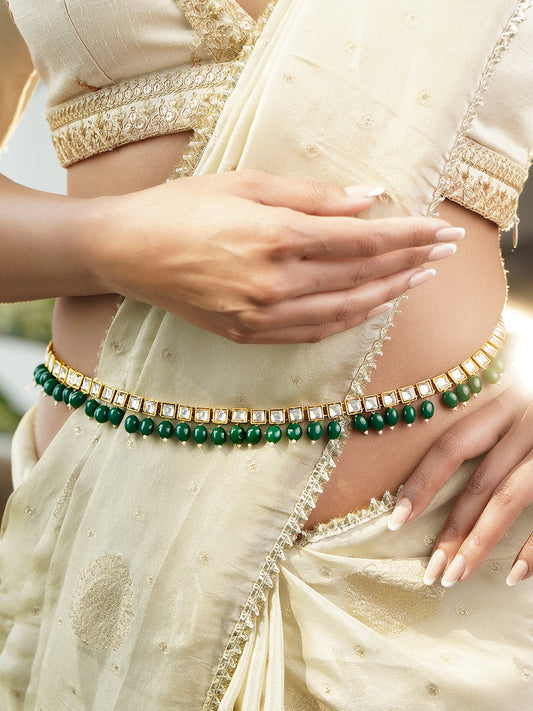 Traditional Gold Kundan Kamarbandh フリーサイズ