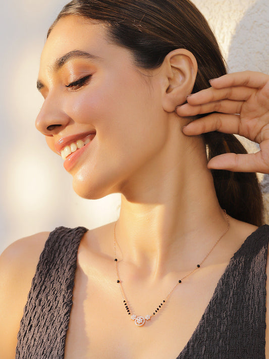 Timeless American Diamond Pendant Necklace Gold