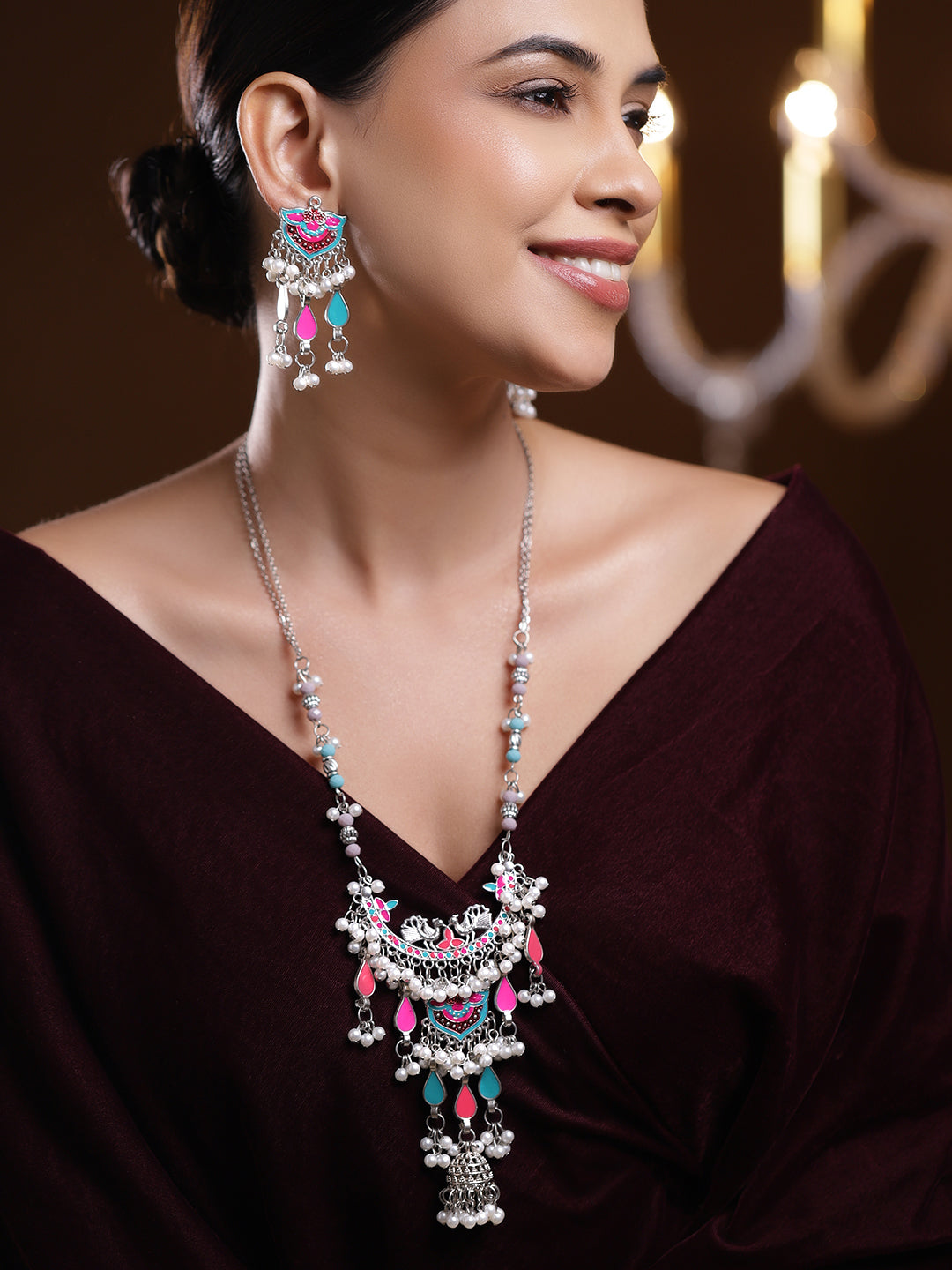 Vivid Hues Oxidised Necklace Set フリーサイズ