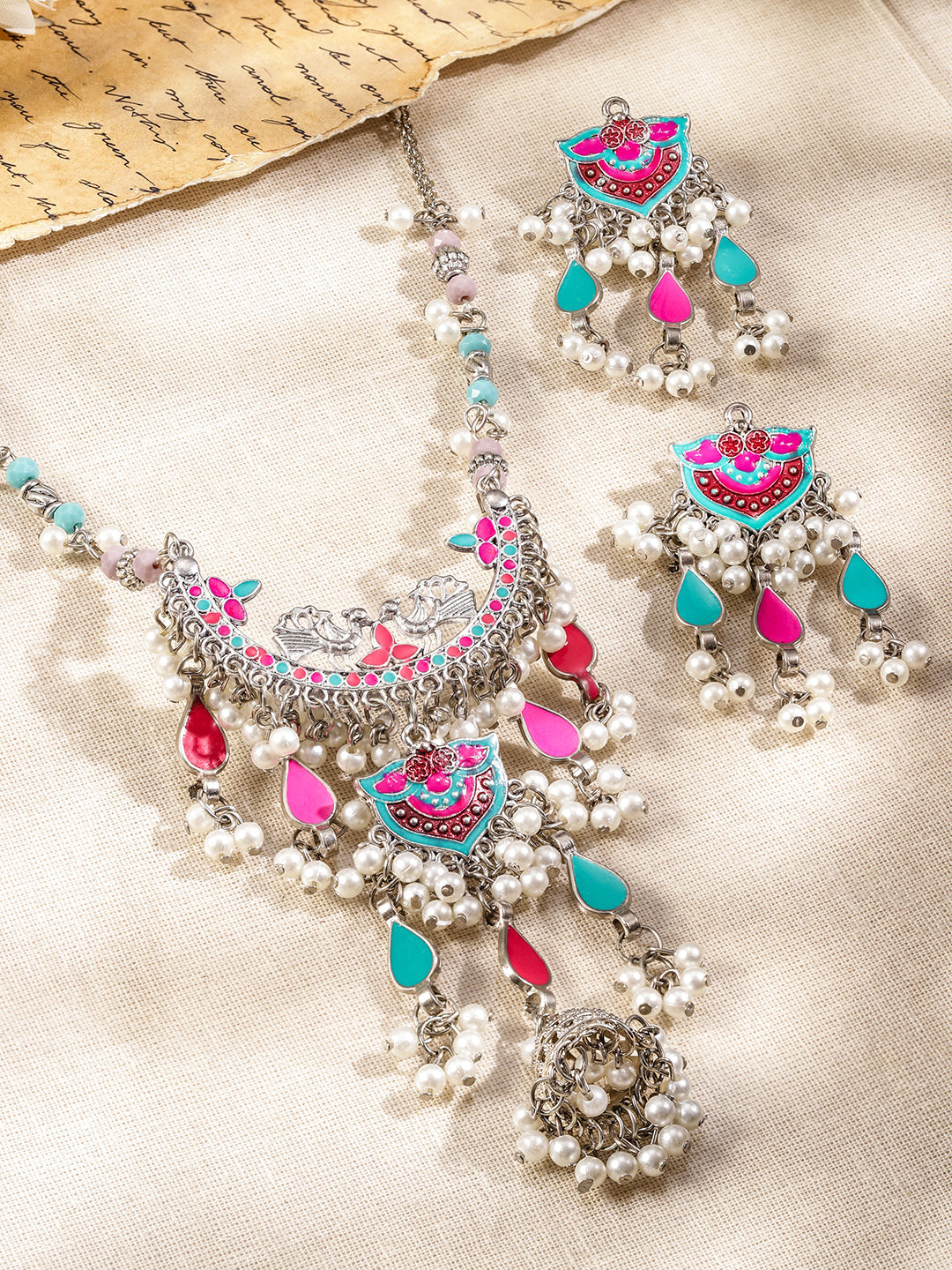 Vivid Hues Oxidised Necklace Set フリーサイズ