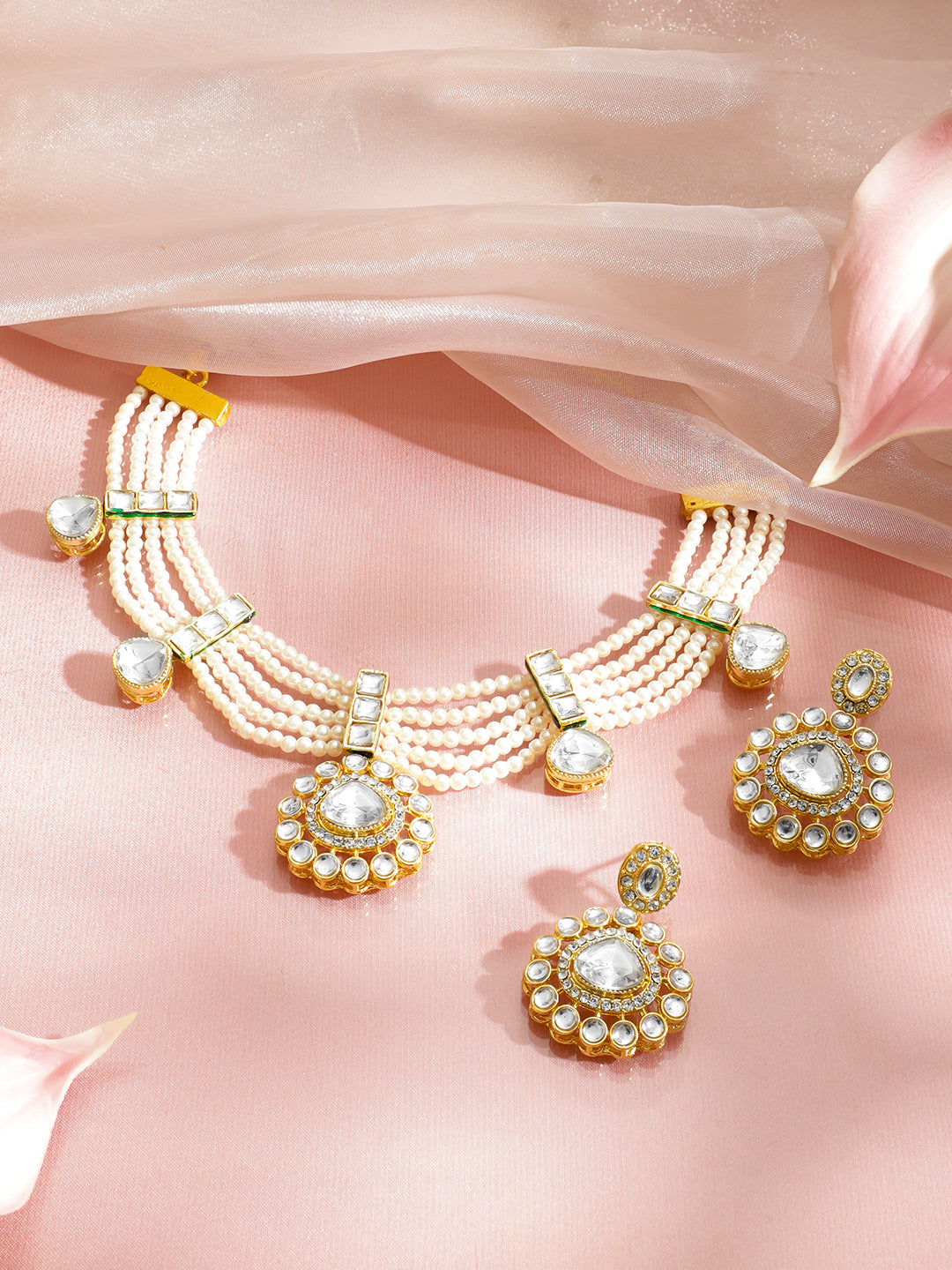 Ethnic Pearl Crescent Necklace Set フリーサイズ