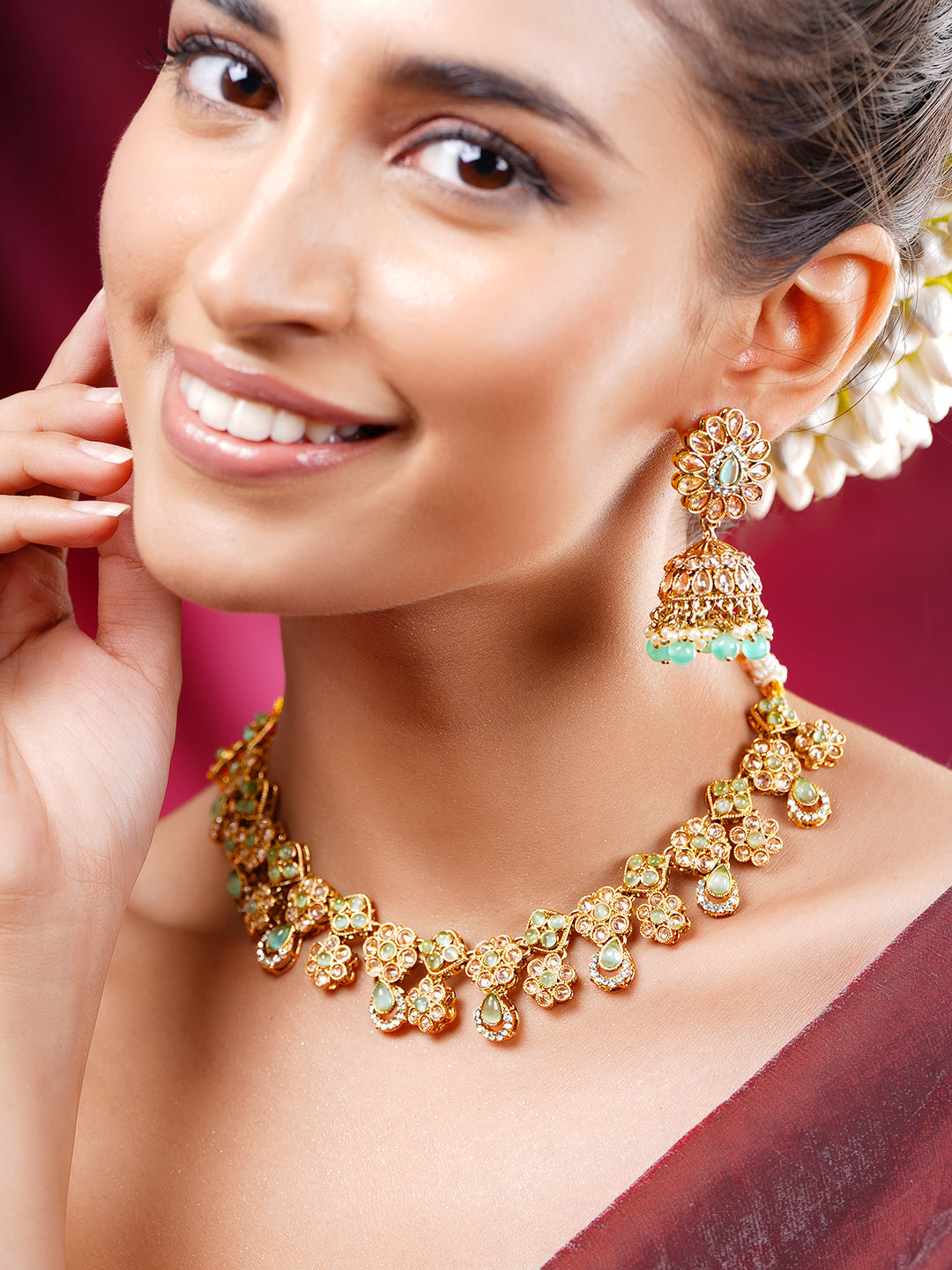 Pastel Noor Kundan Necklace Set Length - 11.3 cm