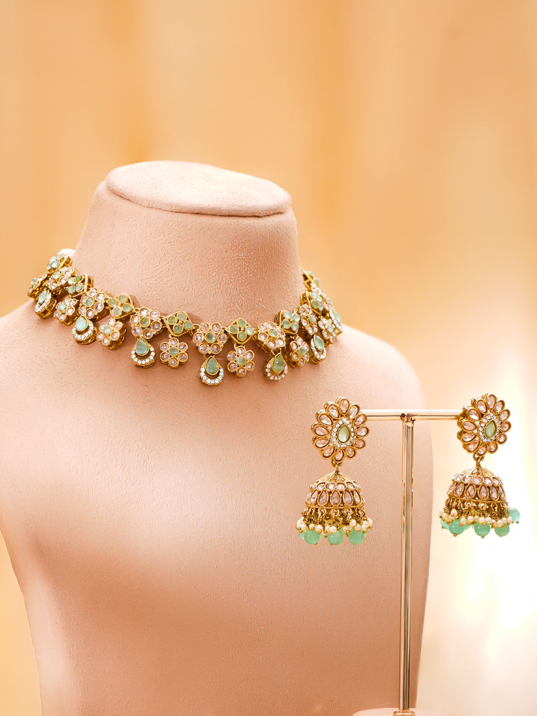 Pastel Noor Kundan Necklace Set Length - 11.3 cm