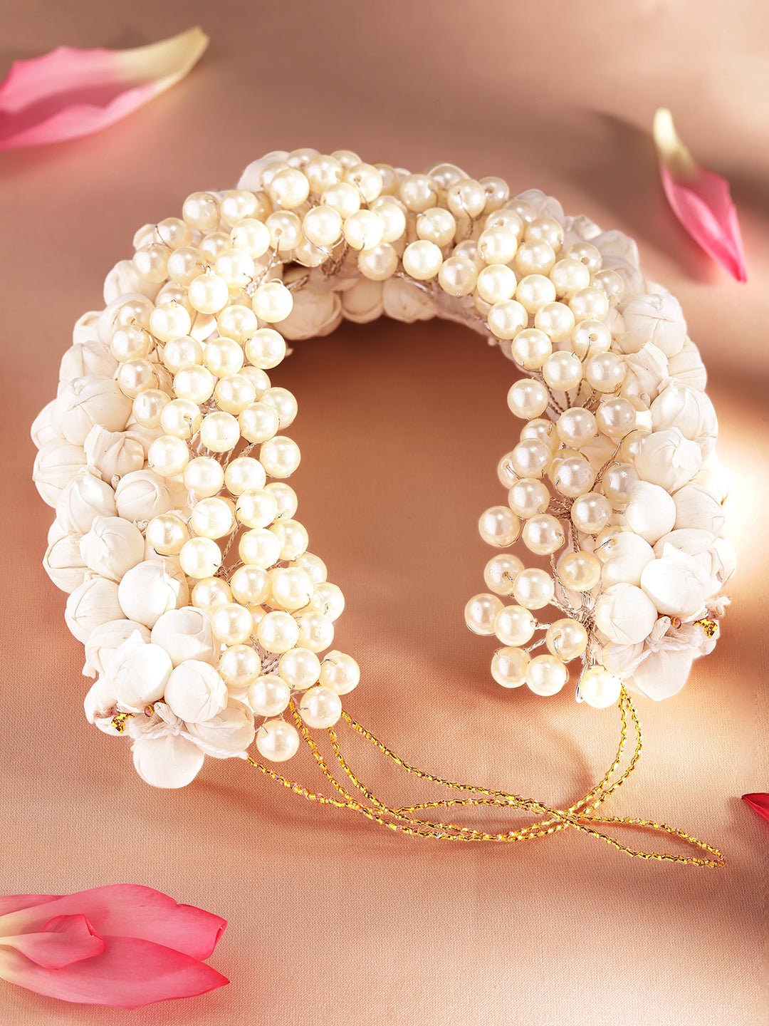 Rubans Faux Flower and Beads Occasion Hair Pin White