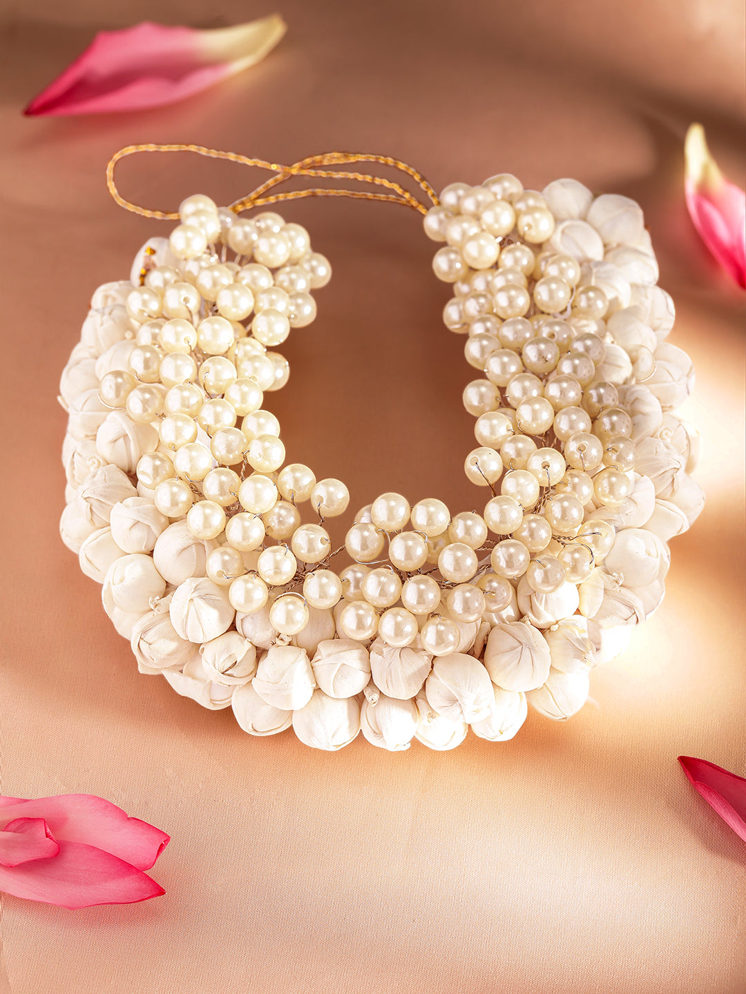 Rubans Faux Flower and Beads Occasion Hair Pin White