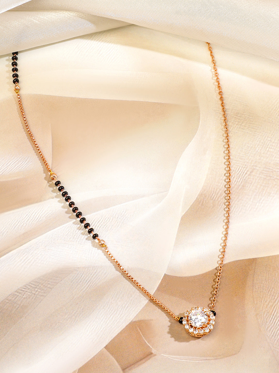 American Diamond Zirconia Gold Mangalsutra フリーサイズ