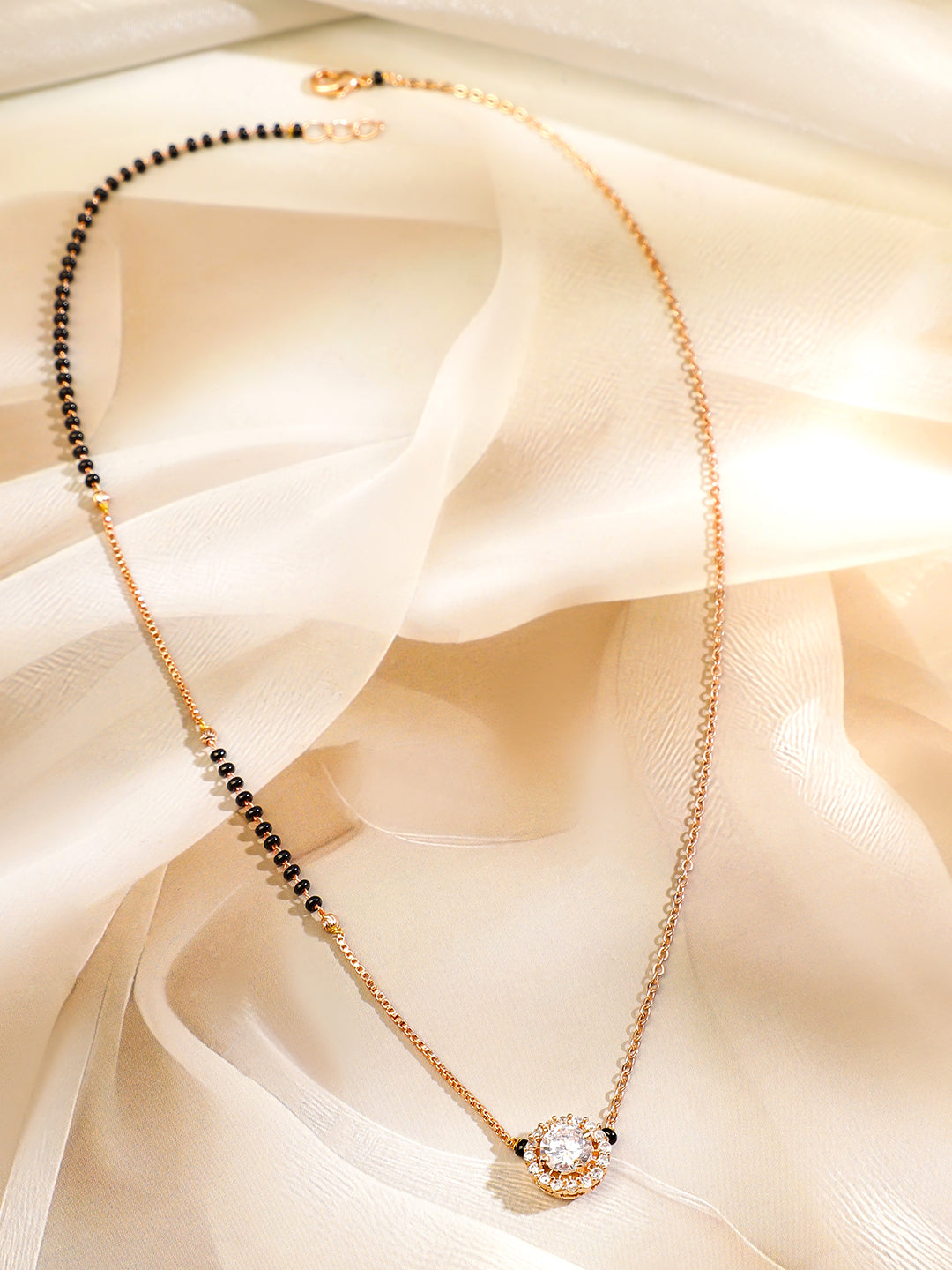 American Diamond Zirconia Gold Mangalsutra フリーサイズ
