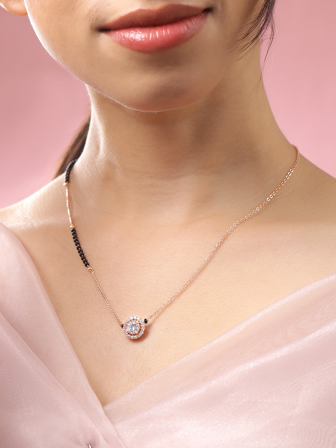 American Diamond Zirconia Gold Mangalsutra フリーサイズ