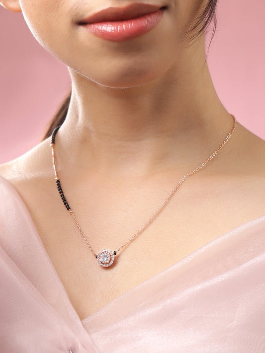 American Diamond Zirconia Gold Mangalsutra フリーサイズ