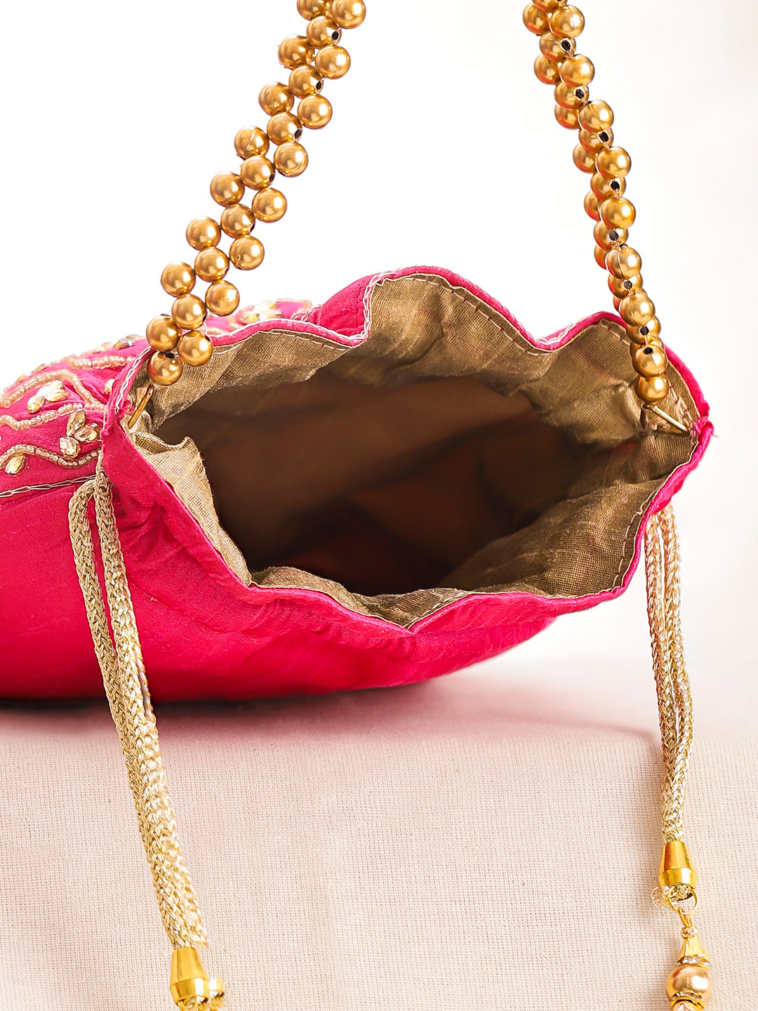 Festive Pink Sequin Potli Bag フリーサイズ