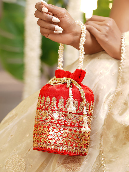 Festive Gold Sequin Potli Bag フリーサイズ