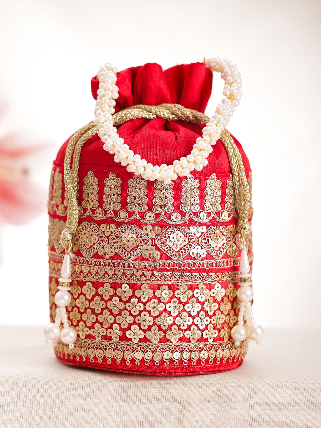 Festive Gold Sequin Potli Bag フリーサイズ