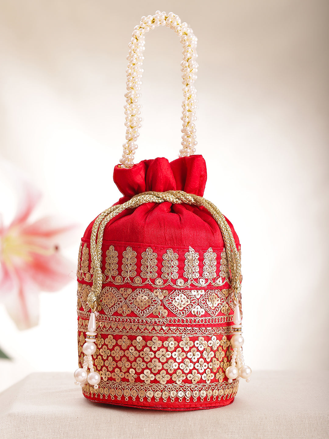 Festive Gold Sequin Potli Bag フリーサイズ