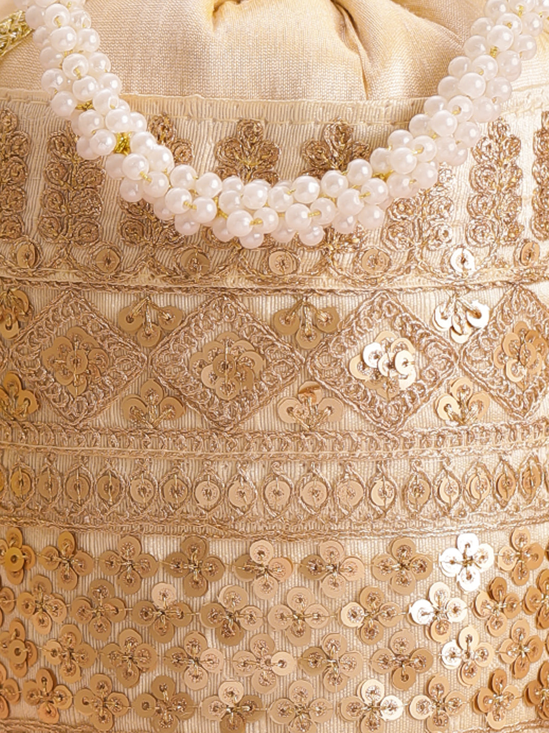 Festive Gold Embroidered Potli Bag フリーサイズ