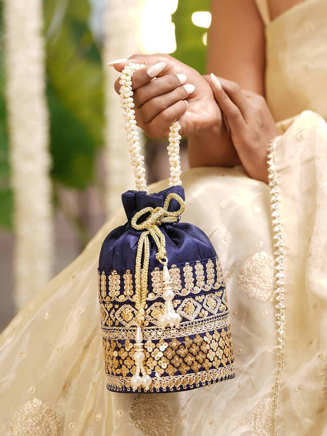 Wedding Ready Blue Potli Bag フリーサイズ