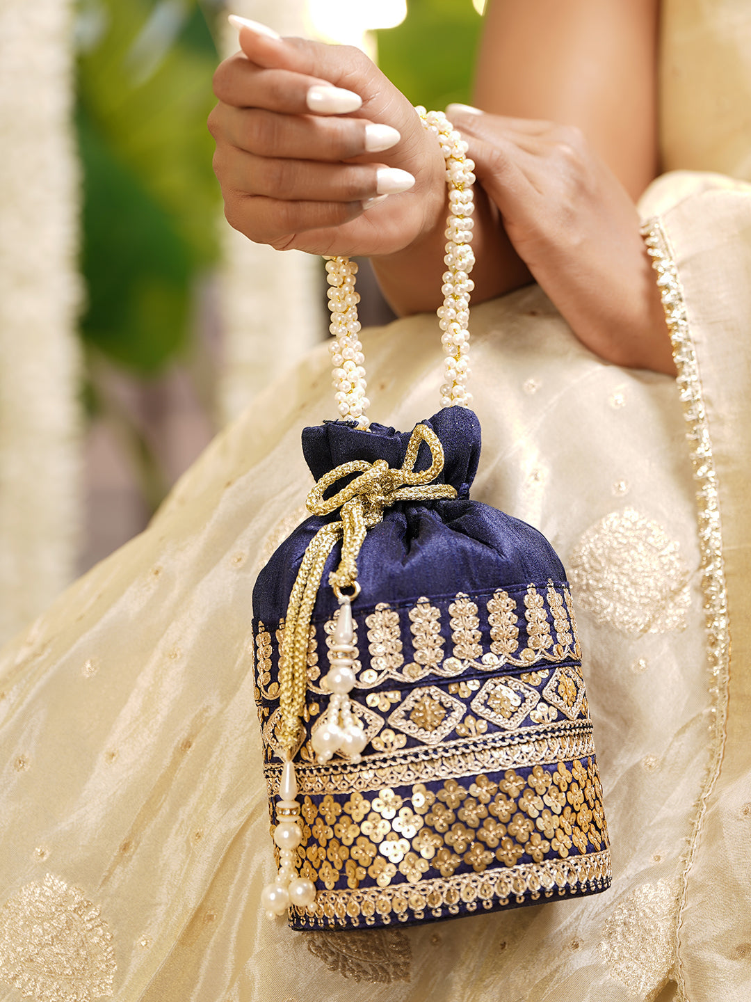 Wedding Ready Blue Potli Bag フリーサイズ