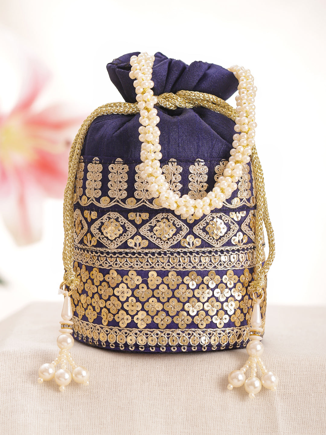 Wedding Ready Blue Potli Bag フリーサイズ