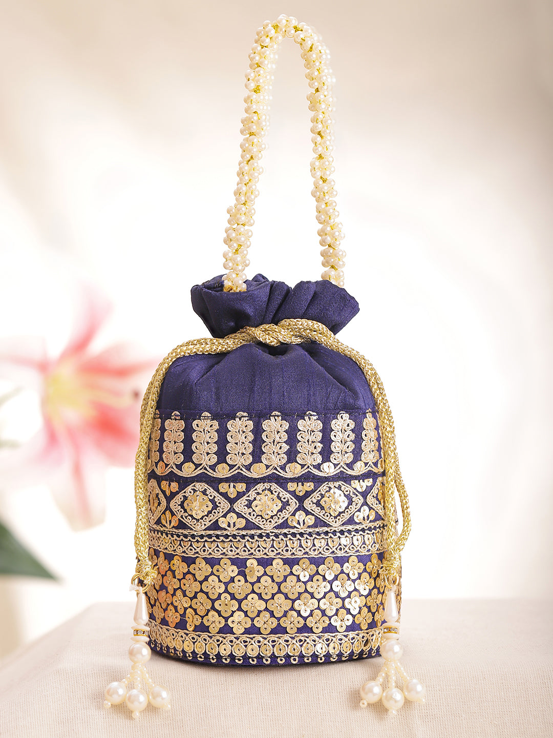 Wedding Ready Blue Potli Bag フリーサイズ