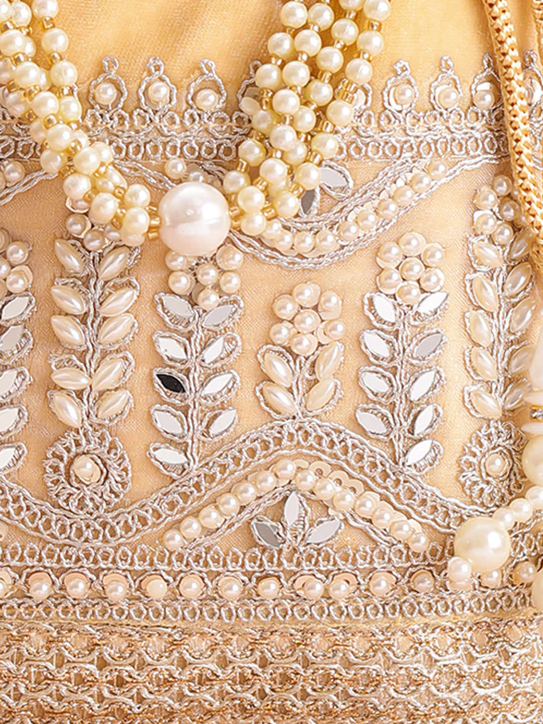 Bridal Champagne Velvet Potli Bag フリーサイズ