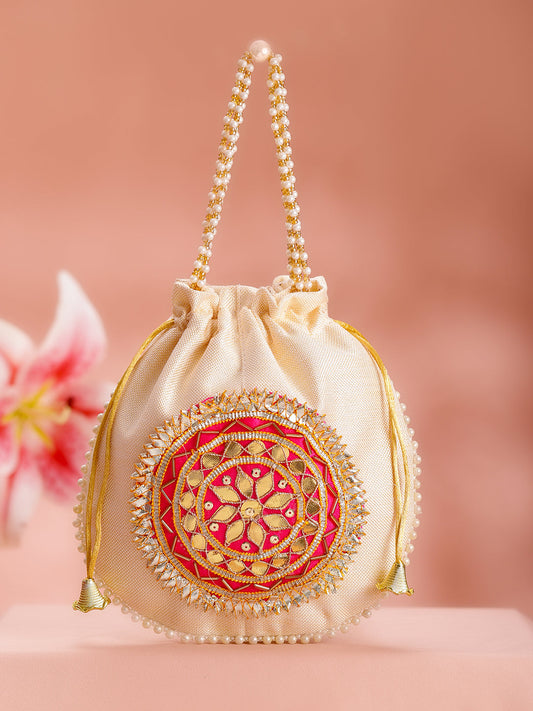 Festive Ready Pink Potli Bag フリーサイズ