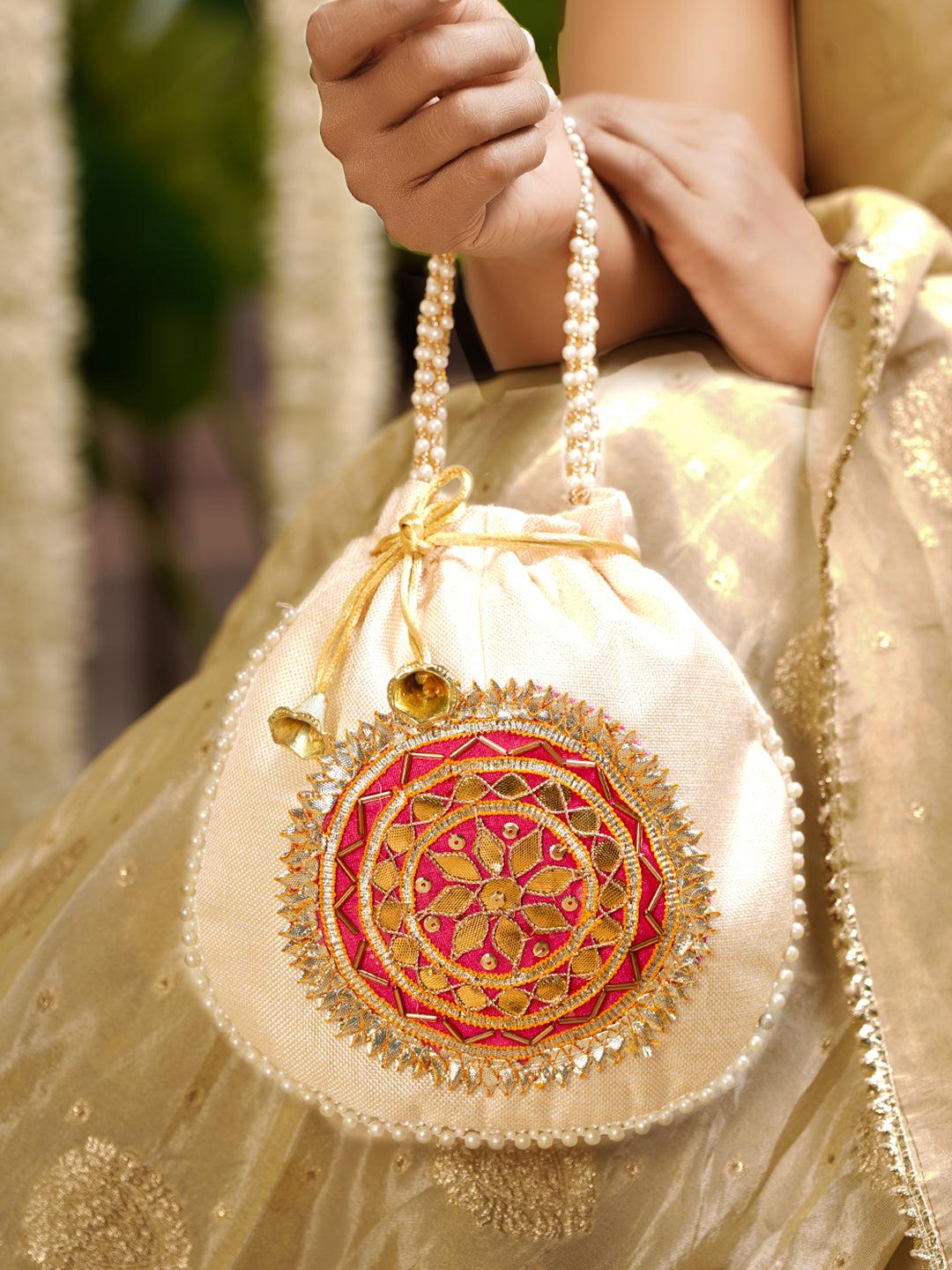 Festive Ready Pink Potli Bag フリーサイズ