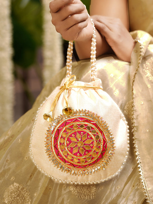 Festive Ready Pink Potli Bag フリーサイズ