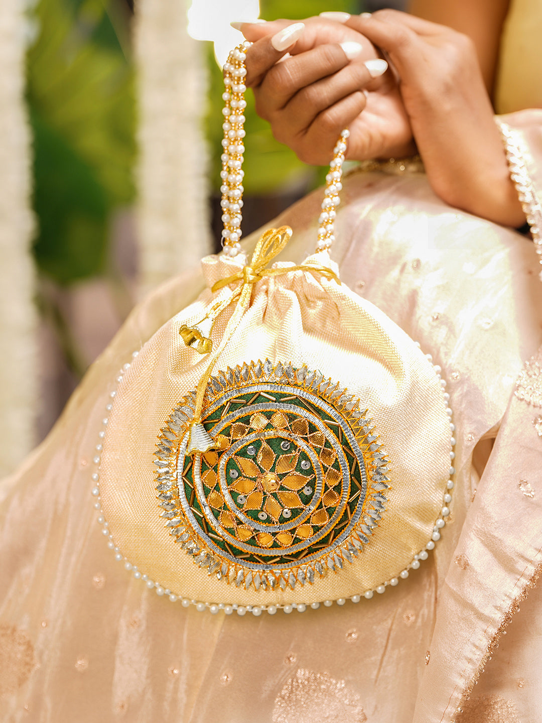 Festive Ready Green Potli Bag フリーサイズ