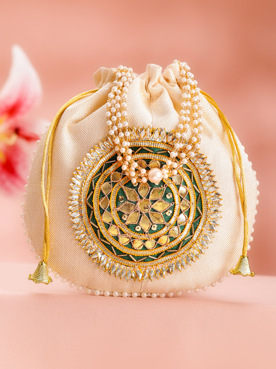 Festive Ready Green Potli Bag フリーサイズ