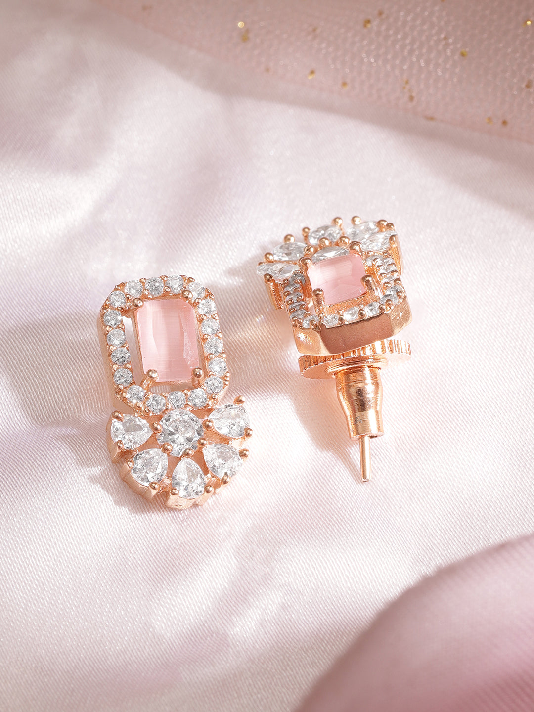 Everyday Pastel Blush Floral Stud Earrings Rose Gold