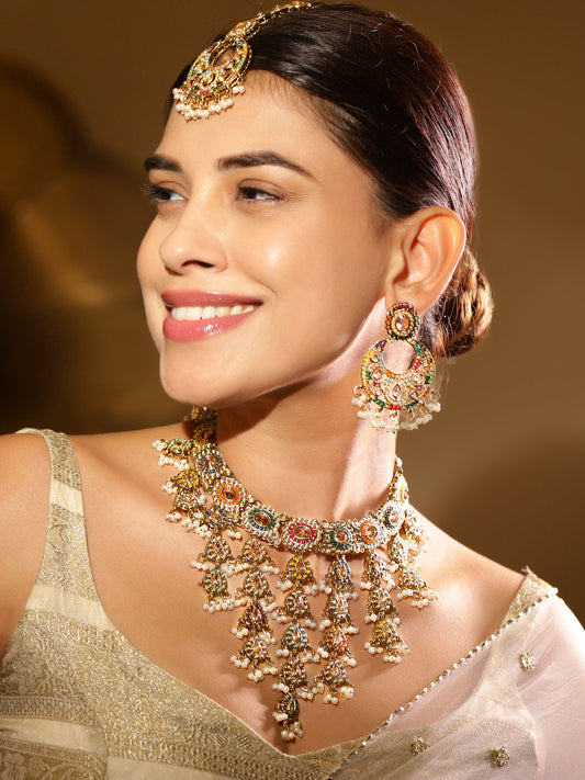 Garden of Colours Kundan Necklace Set Multicolor