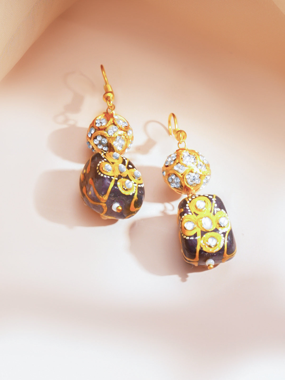 【Rubans】 Brass Multicolor Beaded Crystal Studded 22K Gold Plated Statement Necklace Set｜22K ゴールドメッキ マルチカラービーズ クリスタル ステートメント ネックレスセット