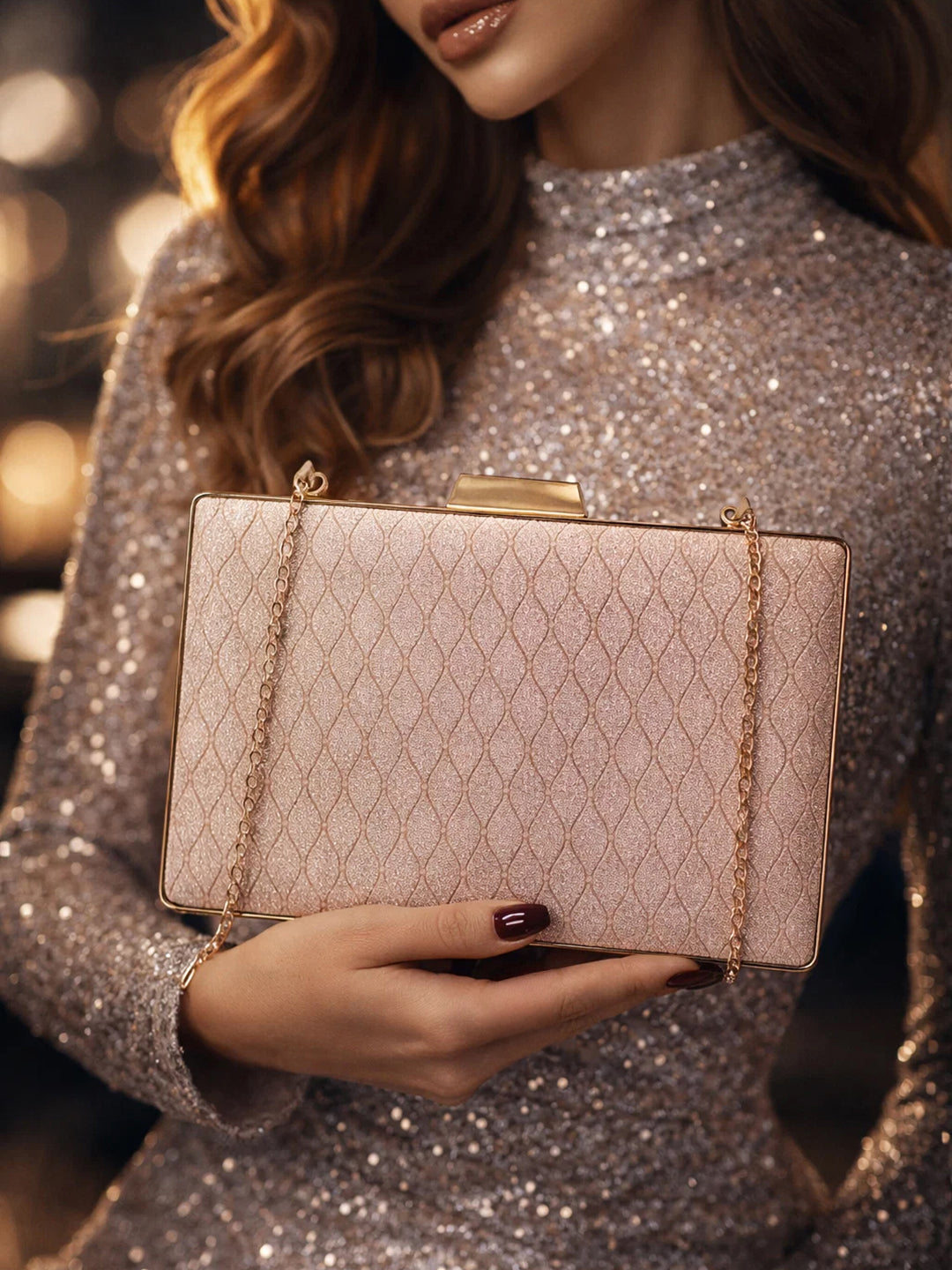 Festive Shine Gold Frame Clutch フリーサイズ