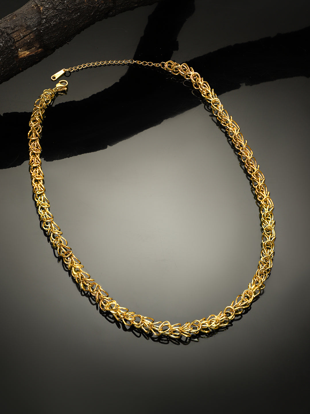 【Rubans】 18K Gold-Plated Intricate Woven Link Chain Necklace for Men｜18Kゴールドメッキ ウーブンリンク チェーンネックレス メンズ