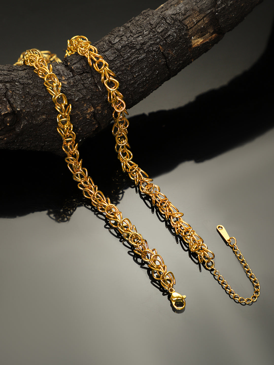 【Rubans】 18K Gold-Plated Intricate Woven Link Chain Necklace for Men｜18Kゴールドメッキ ウーブンリンク チェーンネックレス メンズ