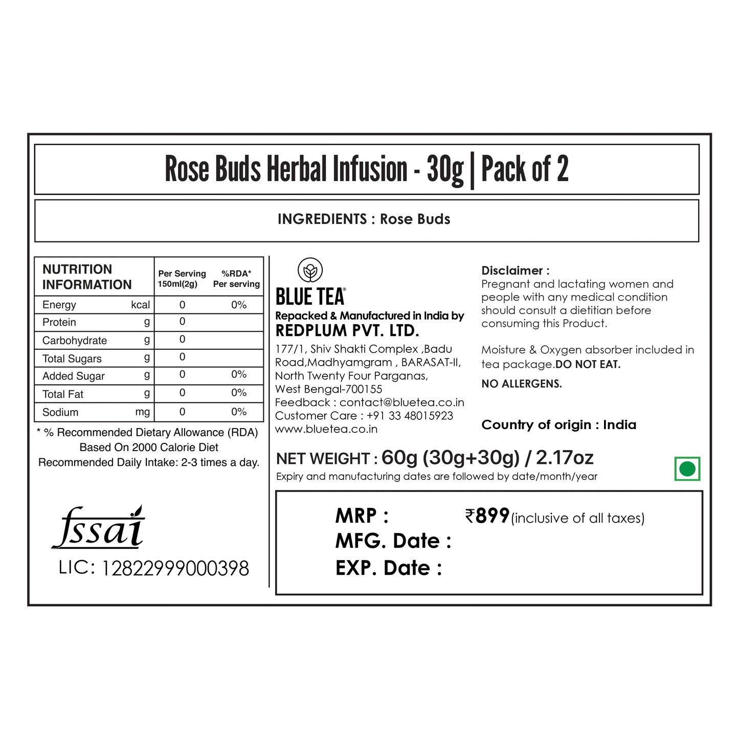 Rose Buds Herbal Tea  - 30g | Pack of 2 30G