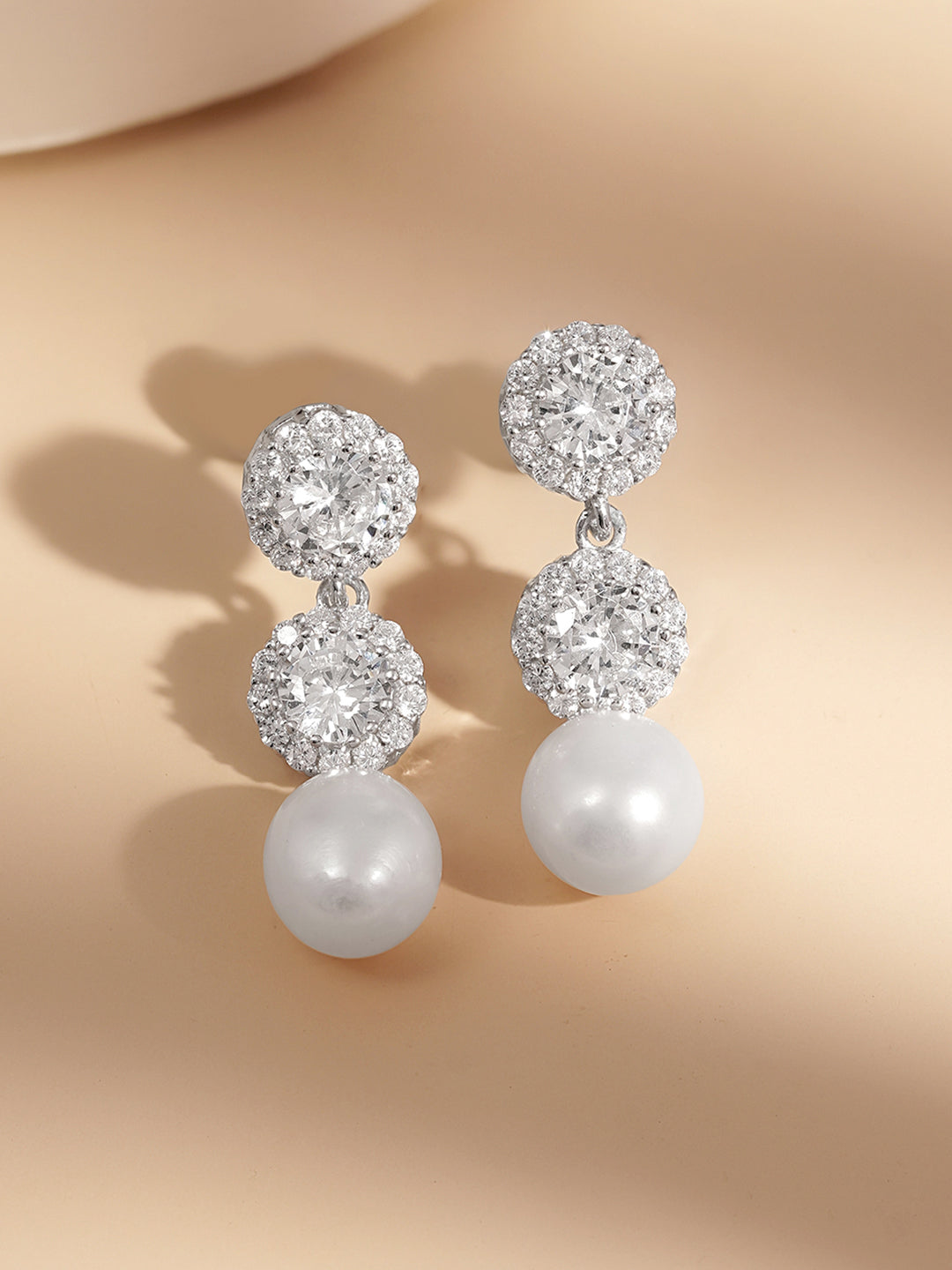 925 Fine Silver Pearl Bloom Drop Earrings Length-3 cm : Width-1 cm