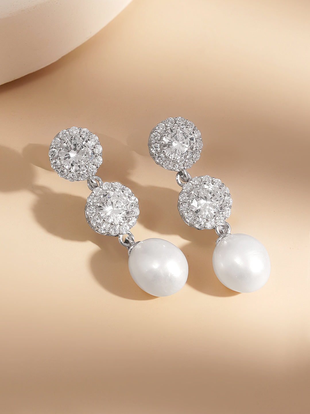 925 Fine Silver Pearl Bloom Drop Earrings Length-3 cm : Width-1 cm
